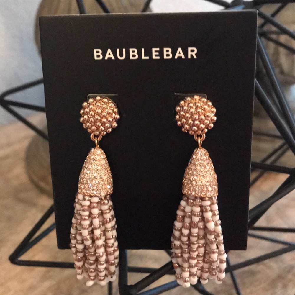BaubleBar Gold/White beaded earrings!